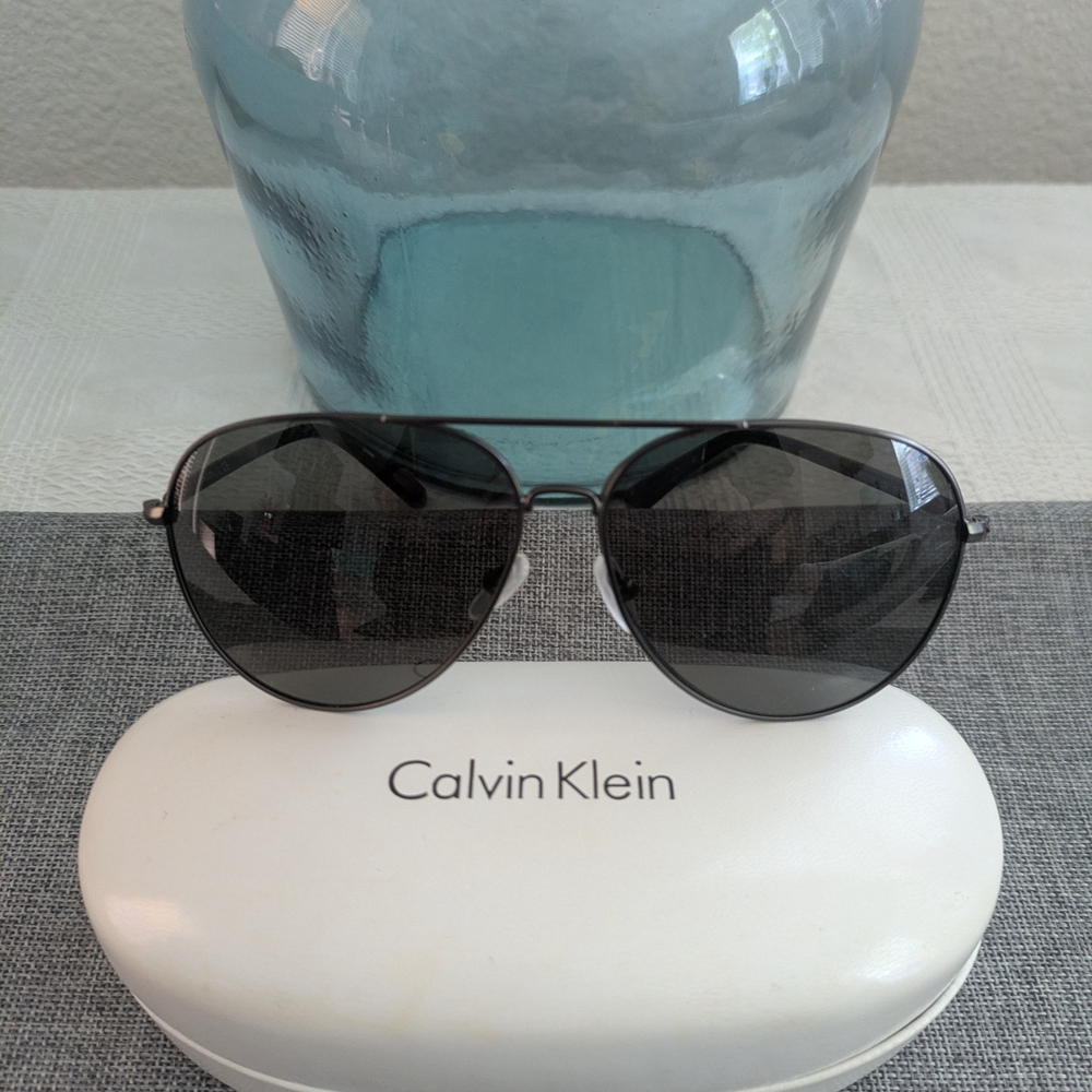 Calvin Klein Women’s Black Metal Aviator Sunglasses
